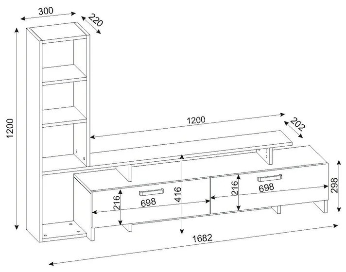 ΣΥΝΘΕΣΗ ΤΗΛΕΟΡΑΣΗΣ SIMAL MEGAPAP ΜΕ LED ΧΡΩΜΑ ΛΕΥΚΟ - CORDOBA 168,2X31,3X120ΕΚ.