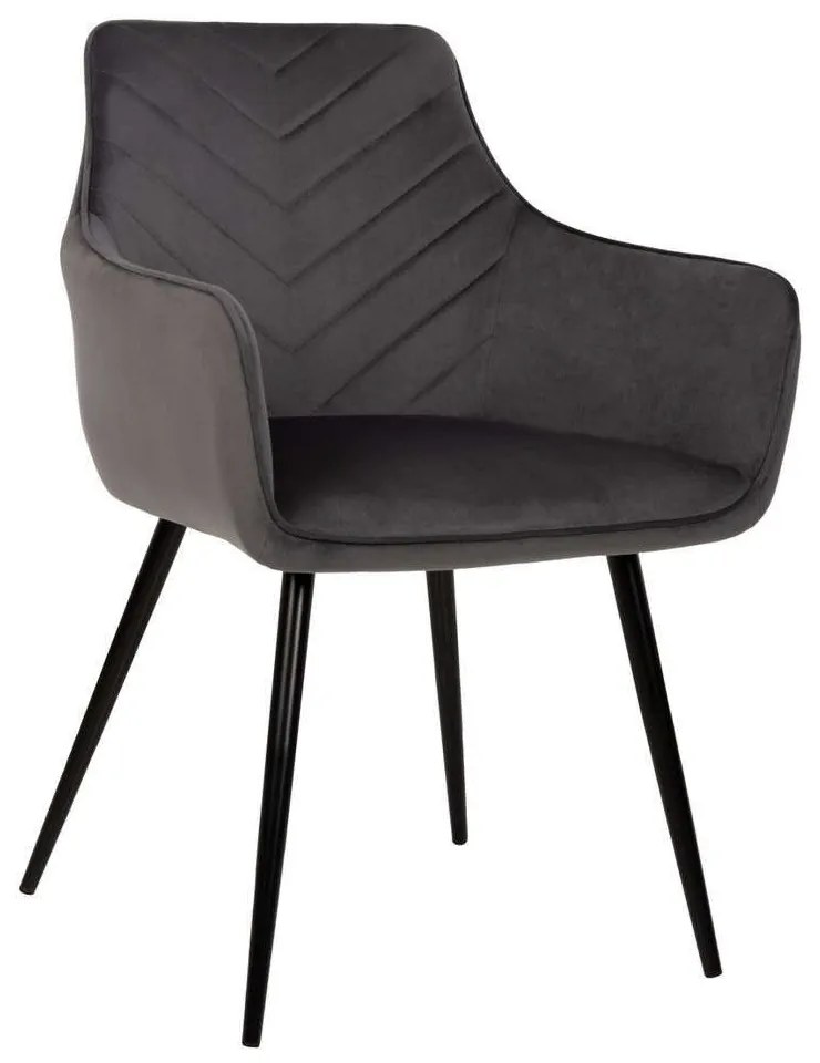 Πολυθρόνα Latrell HM8582.01 55x57x84cm Με Μαύρα Μεταλλικά Πόδια Βελούδινη Grey Velvet, Metal
