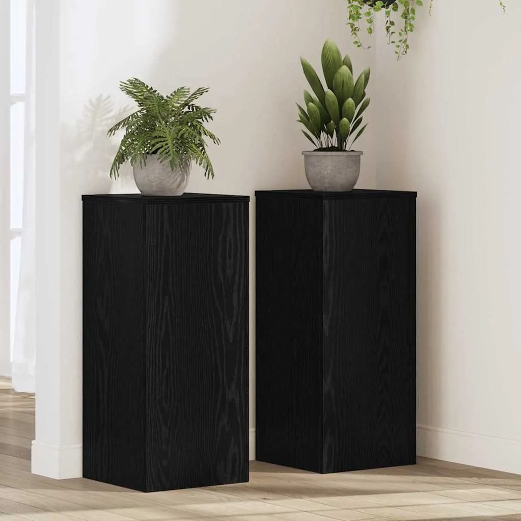 vidaXL Ράφια Φυτών 2 τεμάχια Μαύρη Δρυς 30x30x70 εκ. Ξύλινα προϊόντα