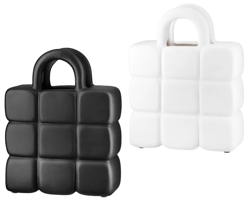 Βάζο Κεραμικό Μαύρο Λευκό 2 Ποικιλία 15X5X19Cm 15X5X19Cm-05161515