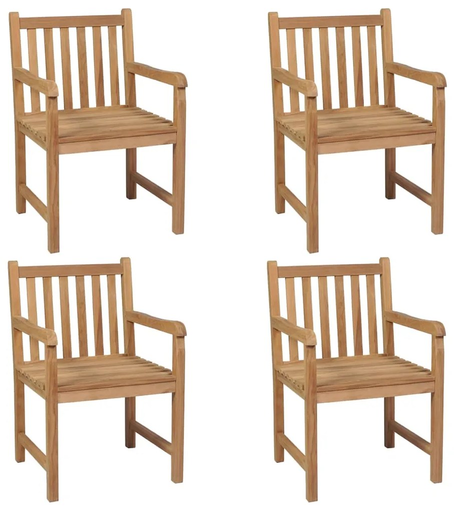 vidaXL Καρέκλες Κήπου 4 Τεμαχίων από Μασίφ Ξύλο Teak με Μπεζ Μαξιλάρια