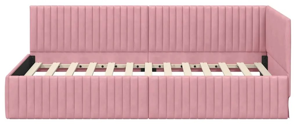 vidaXL Κρεβάτι Γωνίας με κεφαλάρι Ροζ 100 x 200 cm Βελούδο