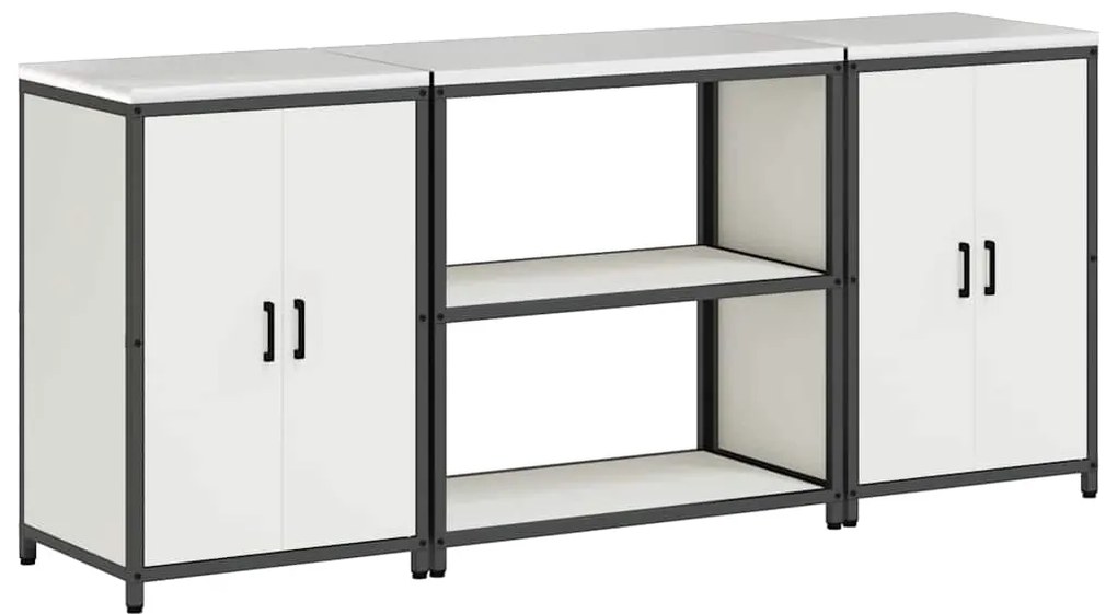 vidaXL Σετ Αποθήκευσης Κουζίνας 3 pcs Λευκό Ψυχρής έλασης χάλυβας