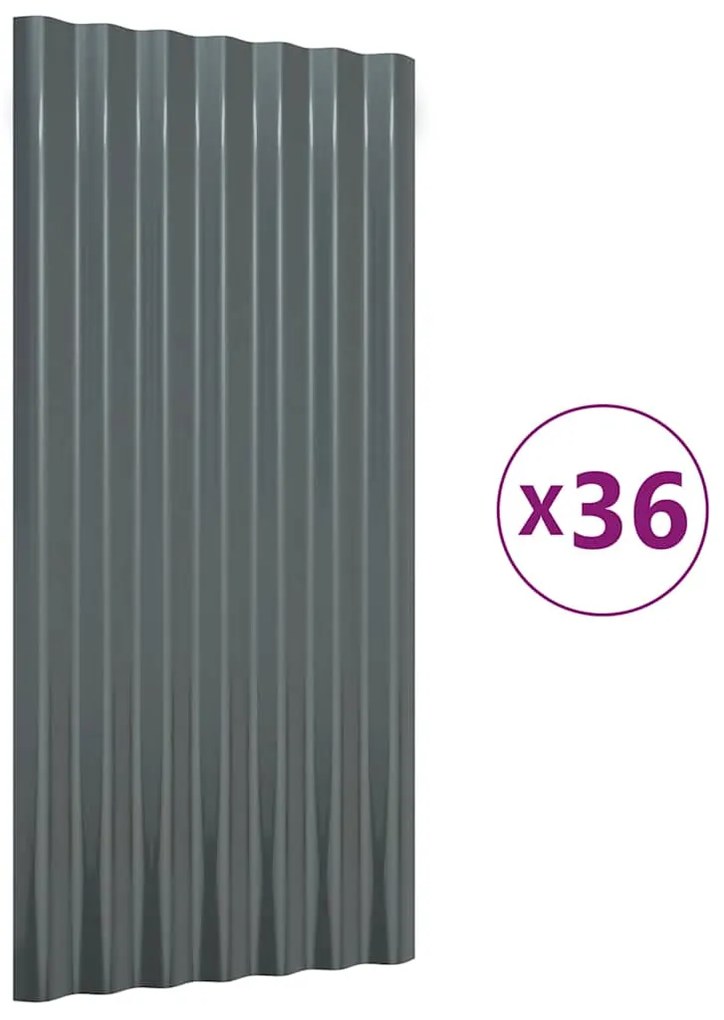 vidaXL Πάνελ Οροφής 36 τεμ. Ανθρακί 80x36 εκ. Ατσάλινα με Ηλεκτρ. Βαφή