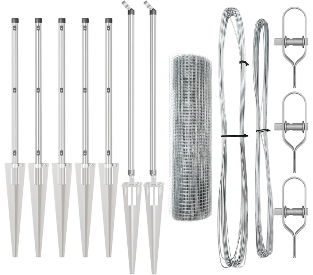 vidaXL Φράκτης Welded Wire με 7 Σπιράλ Πόστα 0.6x10 μ Γαλβανισμένος Χάλυβας