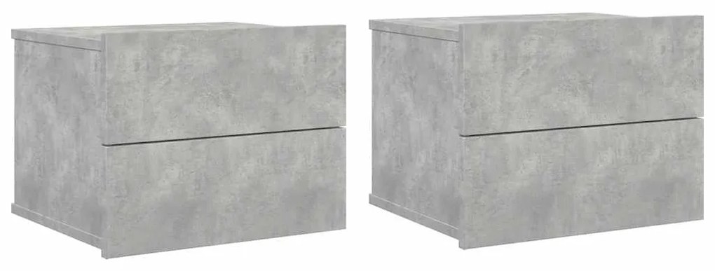 vidaXL Κομοδίνα 2 τεμ. Γκρι Σκυροδέματος 40x30x30 εκ. από Επεξ. Ξύλο