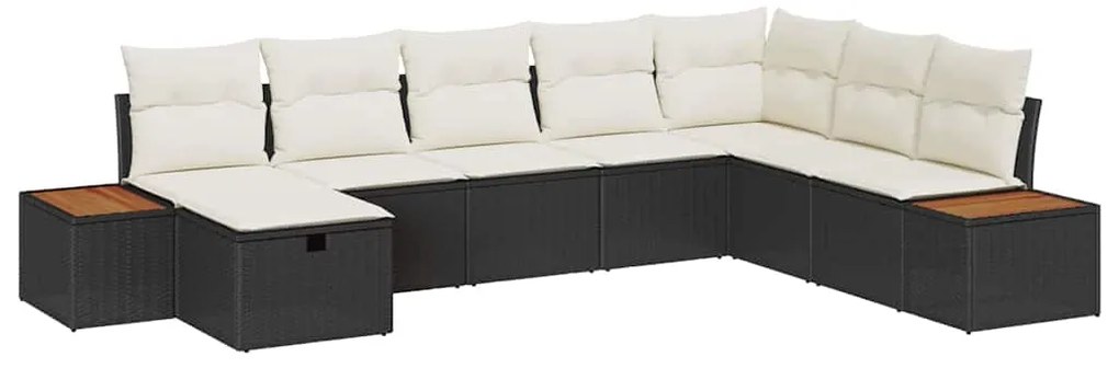 vidaXL Σετ Καναπέ Κήπου 8 pcs Μαύρο 55 x 62 x 69 εκ Πολυ ράταν