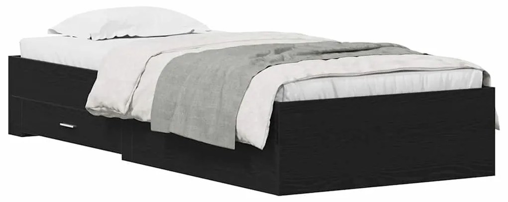 vidaXL Κρεβάτι με Συρτάρια Μαύρη δρυς 100 x 200 cm Επεξεργασμένο ξύλο