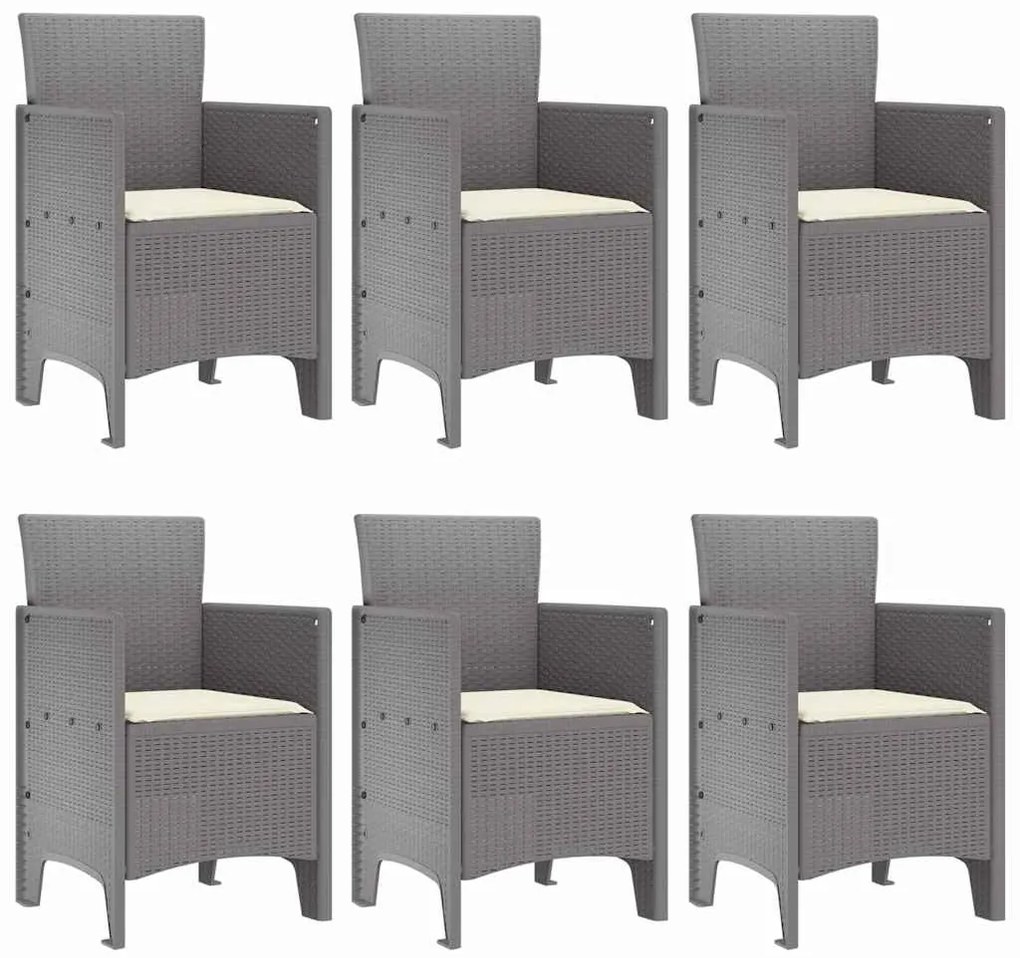 vidaXL Σέτ φαγητού για κήπο 7 pcs Ανοιχτό γκρι Rattan Polt
