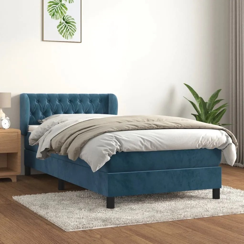 ΚΡΕΒΑΤΙ BOXSPRING ΜΕ ΣΤΡΩΜΑ ΣΚΟΥΡΟ ΜΠΛΕ 90X200 ΕΚ. ΒΕΛΟΥΔΙΝΟ 3127653