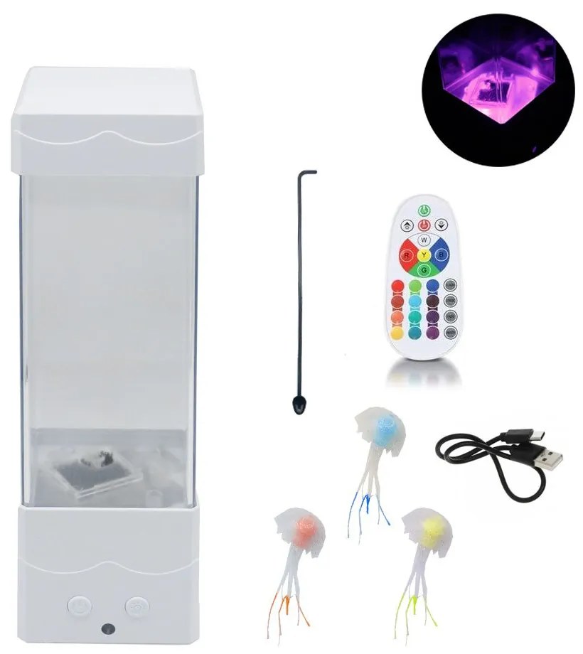 LED Επιτραπέζιο Επαναφορτιζόμενο Φωτιστικό USB με Μέδουσες και Τηλεκοντρόλ για Εναλλαγή RGB Φωτισμού BH1003 Λευκό