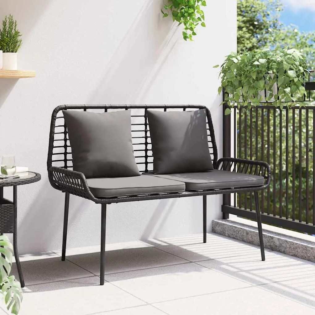 vidaXL Παγκάκι κήπου Μαύρο, Ανθρακί Πολυ rattan, ατσάλι