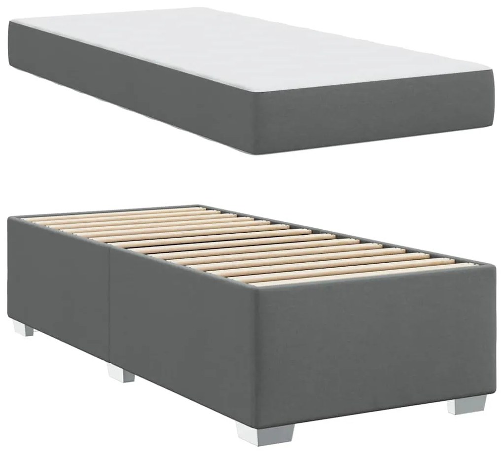 vidaXL Σκελετός Κρεβατιού με στρώμα Σκούρο Γκρι 90 x 190 cm ύφασμα