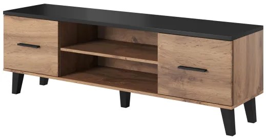 TV stand LOTTA 160 2D2K wonat oak/black DIOMMI CAMA-LOTTA-RTV-160-2D2K-DWO/CZ