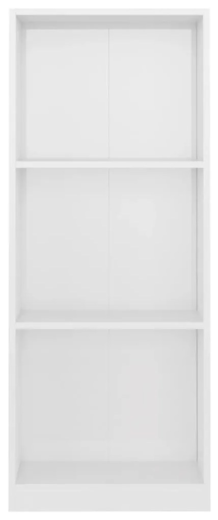 Βιβλιοθήκη με 3 Ράφια Γυαλ. Λευκό 40x24x109 εκ. Επεξεργ. Ξύλο 800834
