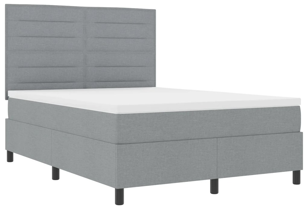 vidaXL Κρεβάτι Box Spring με Στρώμα Ανοιχτό Γκρι 160x200 cm Υφάσματος