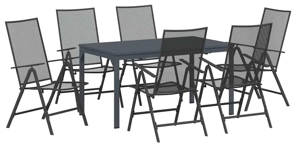 vidaXL Σέτ φαγητού για κήπο 7 pcs Ανθρακί Ατσάλι με Πούδρα