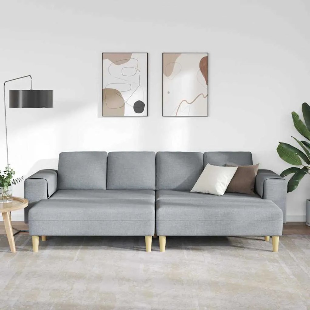 vidaXL Σετ Καναπέ 3 pcs Ανοιχτό γκρι ύφασμα