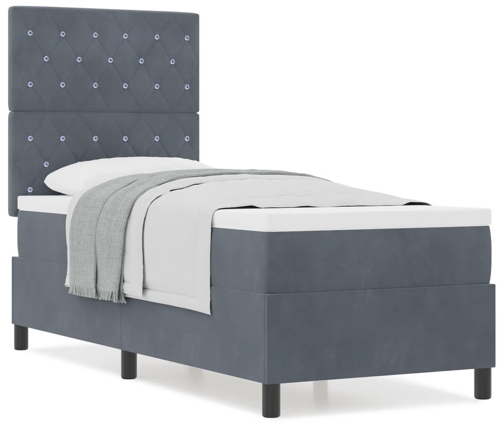 vidaXL κρεβάτι Box Spring με στρώμα σκούρο γκρι 80x200 εκ. βελούδο