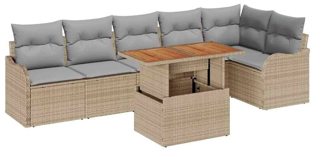 vidaXL Σετ Καναπέ Κήπου 7 pcs μπεζ και ανοιχτό γκρι 100 x 55 x 73 εκ