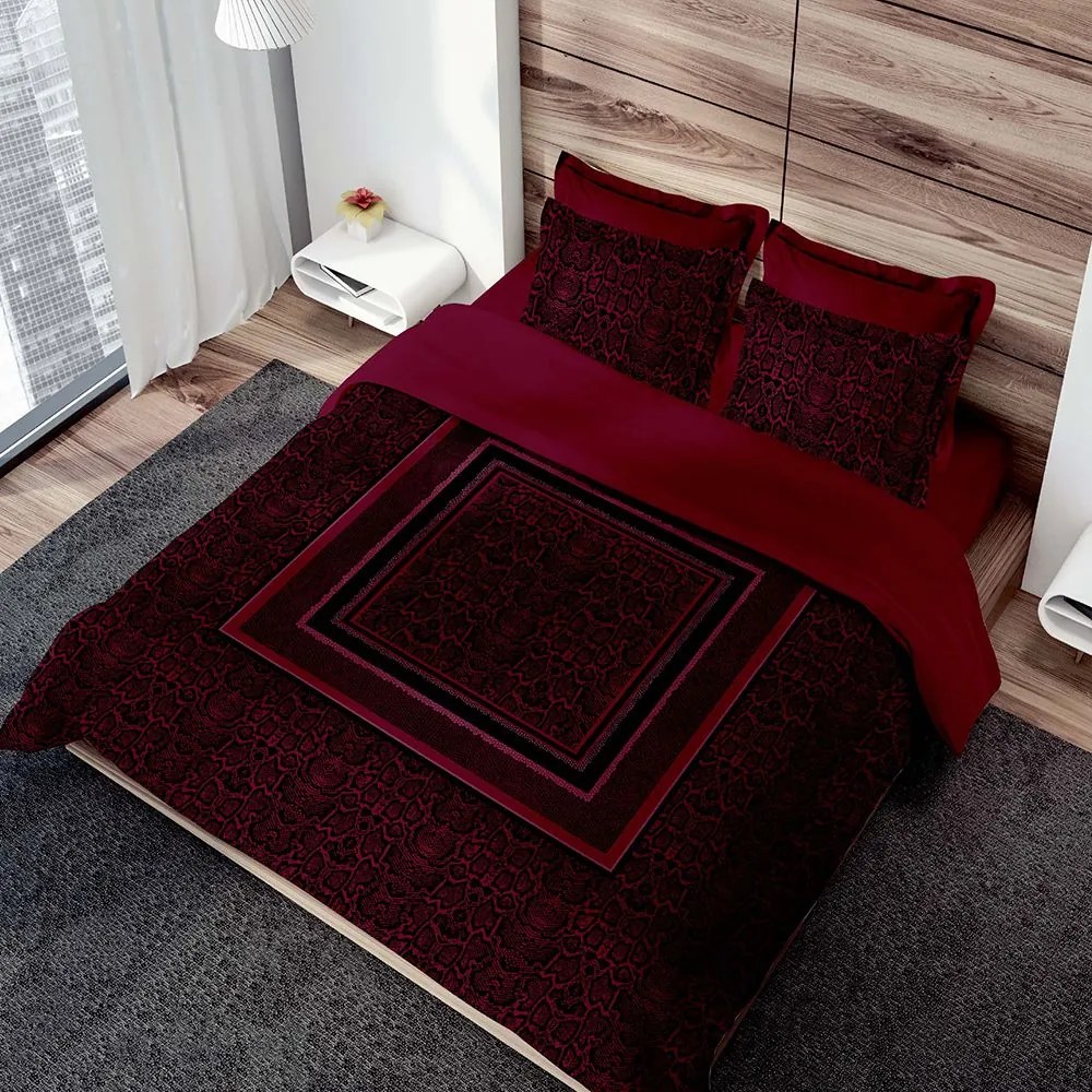 Σεντόνια Python (Σετ 4τμχ) Bordo Μakis Tselios Υπέρδιπλo 240x270cm 100% Cotton Satin