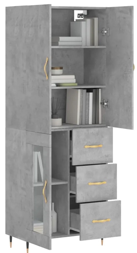 vidaXL Ντουλάπι Γκρι Σκυροδέματος 69,5x34x180 εκ. Επεξεργασμένο Ξύλο