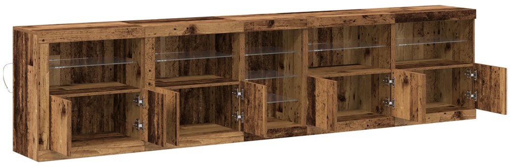 vidaXL μπουφές με φώτα LED Παλιό ξύλο 283x37x67 εκ. Επεξεργασμένου ξύλου