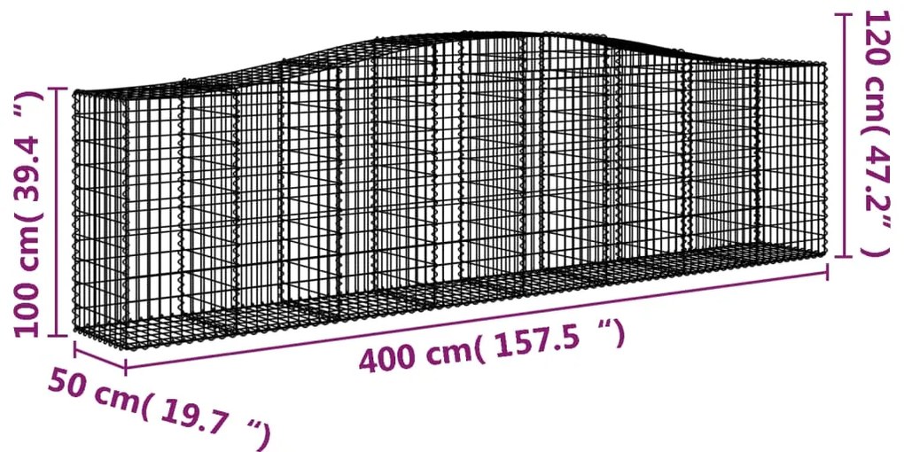 vidaXL Συρματοκιβώτια Τοξωτά 15 τεμ. 400x50x100/120 εκ. Γαλβαν. Ατσάλι