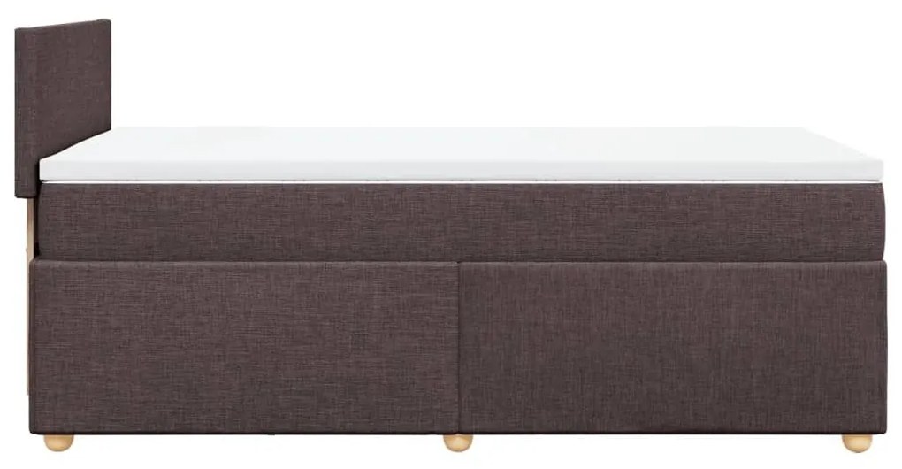 Κρεβάτι Boxspring με Στρώμα Σκούρο Καφέ 90x190 εκ. Υφασμάτινο - Καφέ