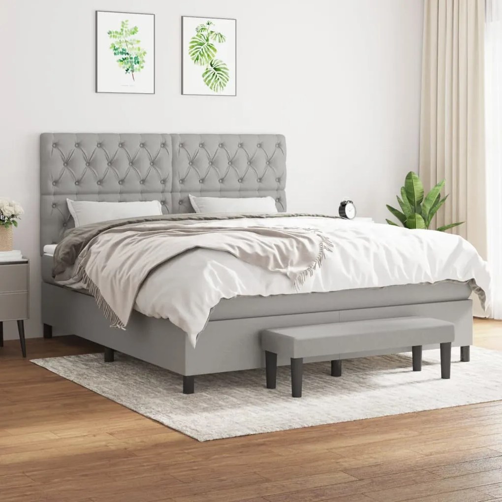 vidaXL Κρεβάτι Boxspring με Στρώμα Αν. Πράσινο 160x200εκ Υφασμάτινο