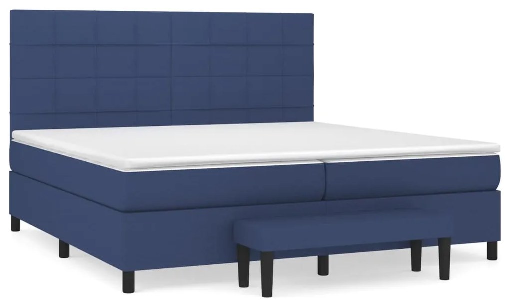 vidaXL Κρεβάτι Boxspring με Στρώμα Μπλε 200x200 εκ. Υφασμάτινο