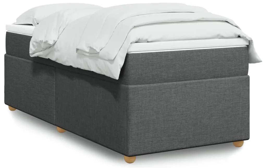 vidaXL Κρεβάτι Boxspring με Στρώμα Σκούρο Γκρι 90x190 εκ. Υφασμάτινο