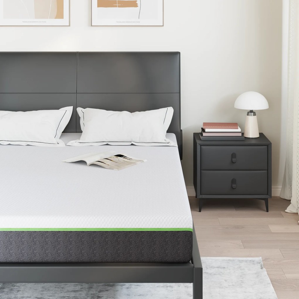 vidaXL Στρώμα Λευκό, Γκρι 140 x 190 cm Pěna