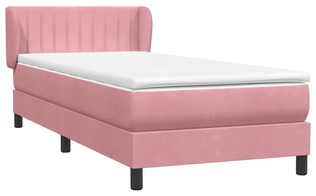 vidaXL Κρεβάτι Boxspring με Στρώμα Ροζ 100x210 εκ. Βελούδινο