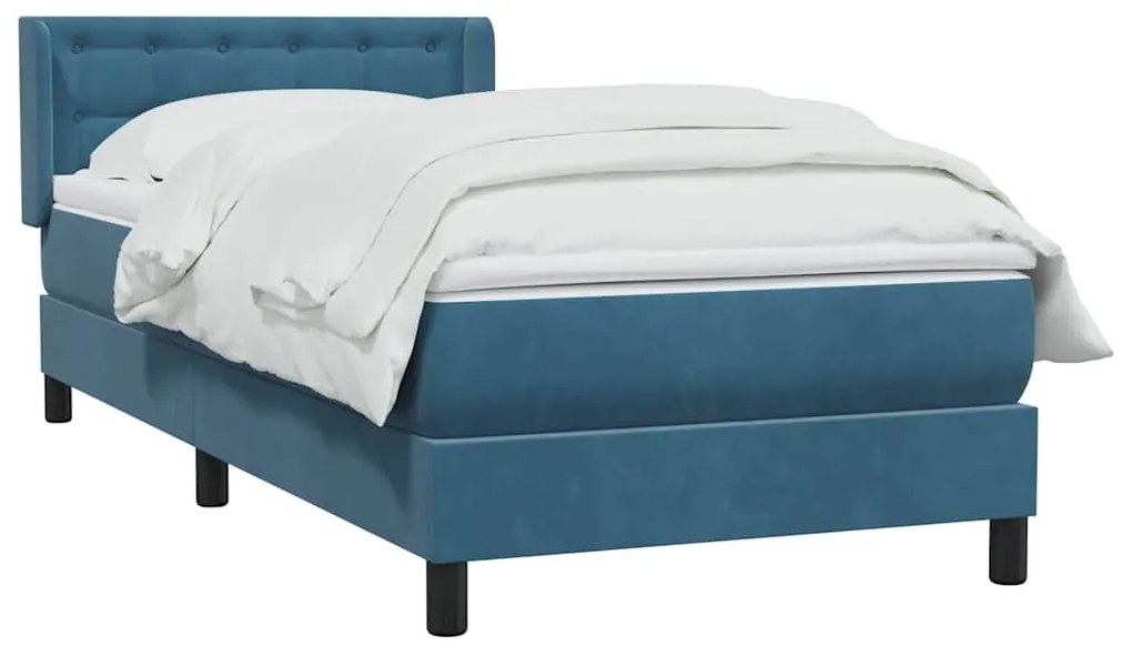 vidaXL Κρεβάτι Boxspring με Στρώμα Σκούρο Μπλε 100x210 εκ. Βελούδινο