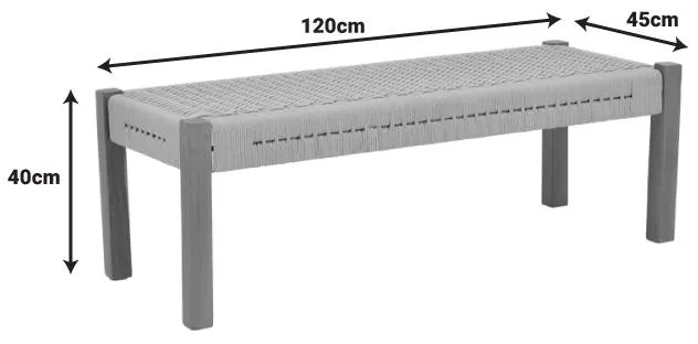 Παγκάκι Uma teak ξύλο και σχοινί σε φυσική απόχρωση 120x45x40εκ