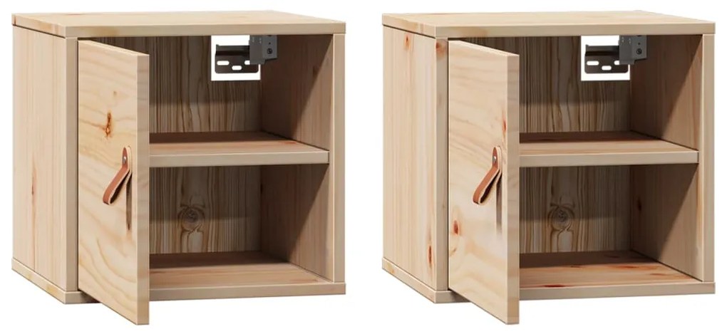 vidaXL Ντουλάπια Τοίχου 2 τεμ. 31,5x30x30 εκ. από Μασίφ Ξύλο Πεύκου