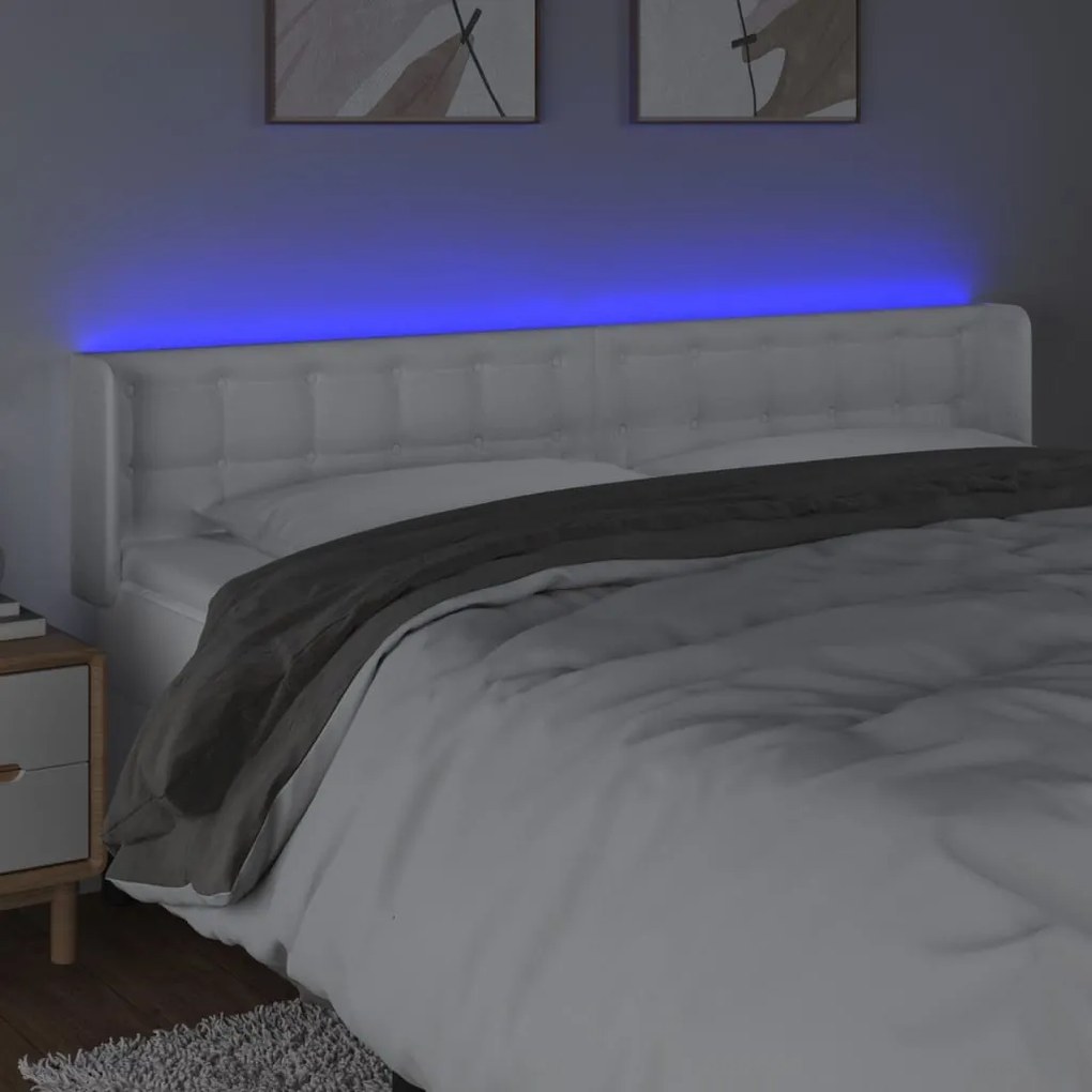 Κεφαλάρι Κρεβατιού LED Λευκό 203x16x78/88 εκ. Συνθετ. Δέρμα 3123345