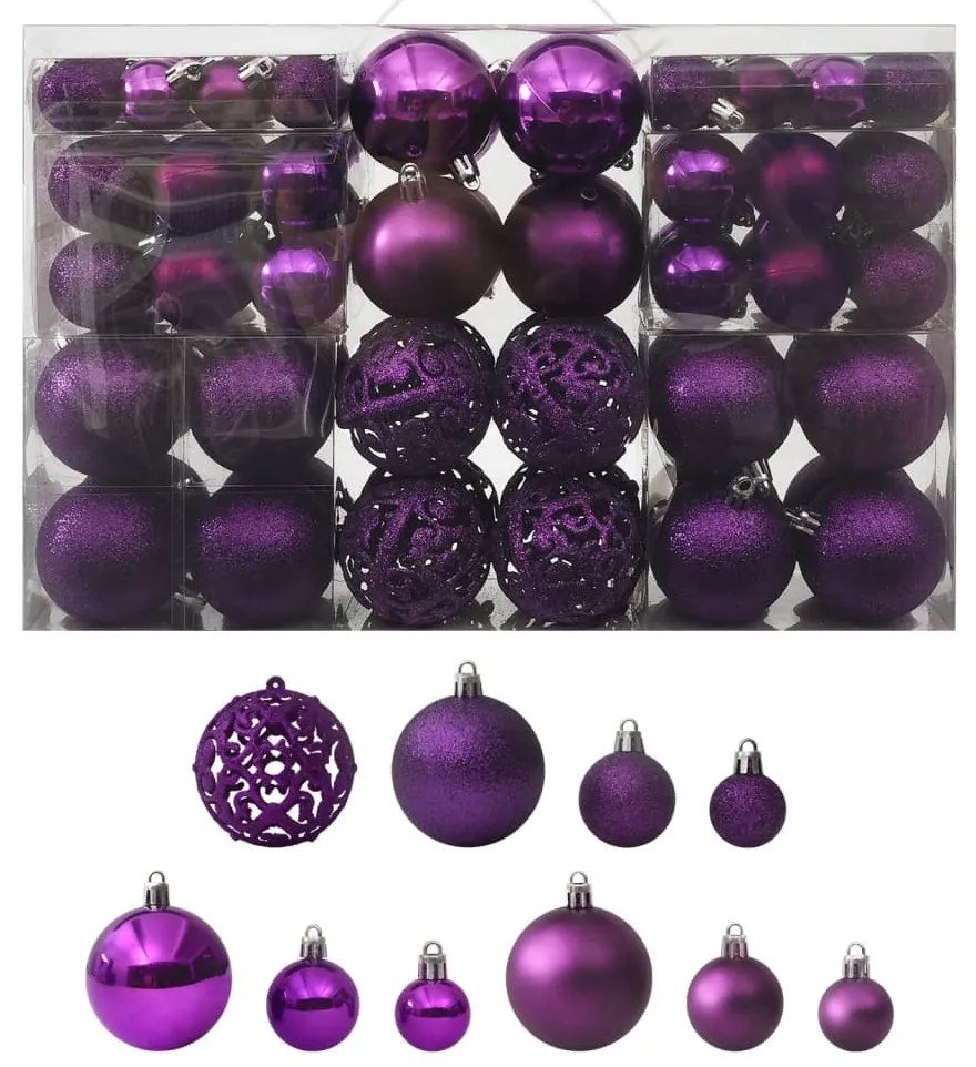 vidaXL Χριστουγεννιάτικες Μπάλες Σετ 100 Τεμαχίων Μοβ
