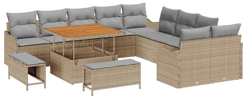 vidaXL Σετ Καναπέ Κήπου 13 pcs Μπεζ, Ανοιχτό Γκρι 100 x 100 x 71 cm