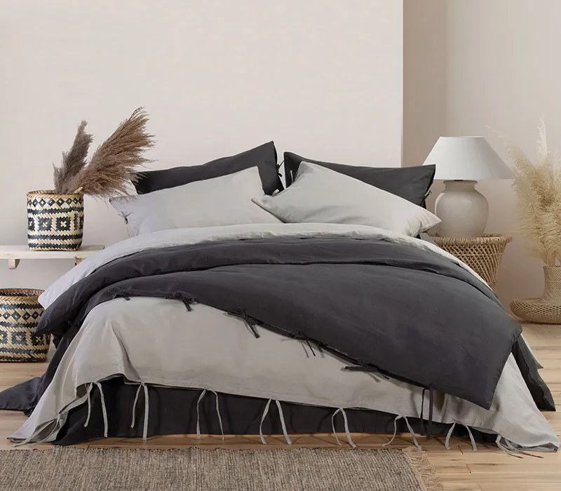 Παπλωματοθήκη King Size Cotton-Linen Anthracite 260x240 - Nef-Nef Homeware