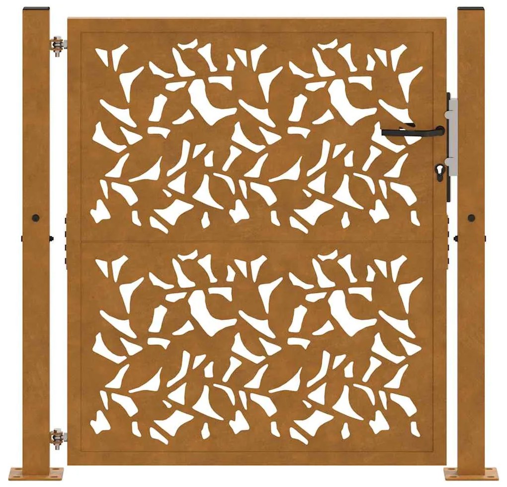 vidaXL Πύλη κήπου 105x105 cm από χάλυβα με φύλλα καιρικές συνθήκες
