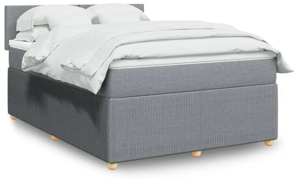 vidaXL Κρεβάτι Boxspring με Στρώμα Ανοιχτό Γκρι 140x190 εκ. Υφασμάτινο