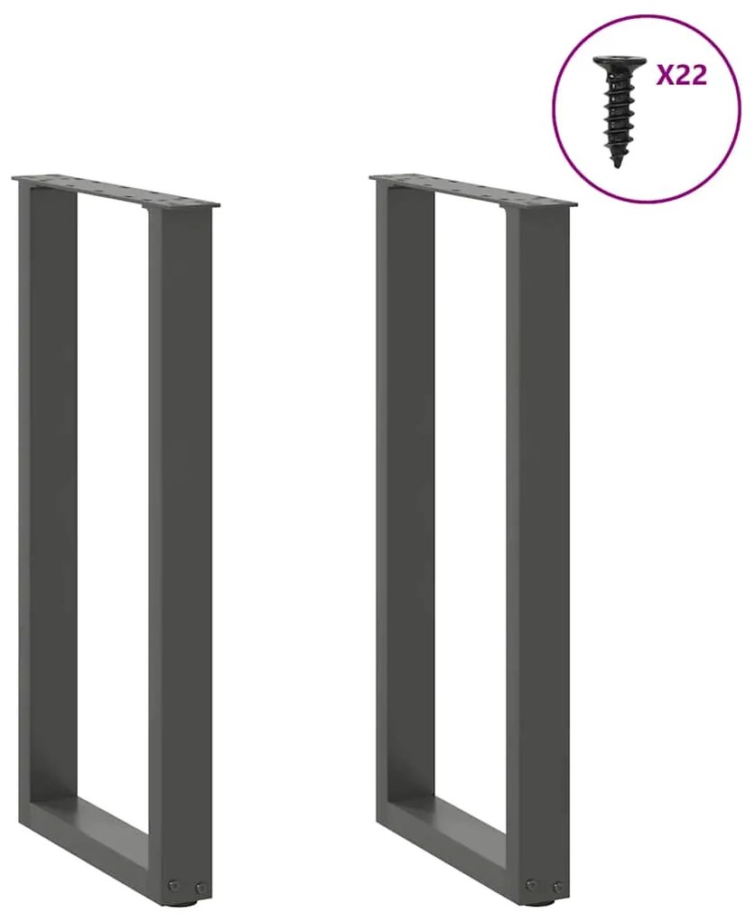 vidaXL Πόδια Κονσόλας 2 τεμ. σε σχήμα U, Ανθρακί 38x(72-73) εκ. από Ατσάλι