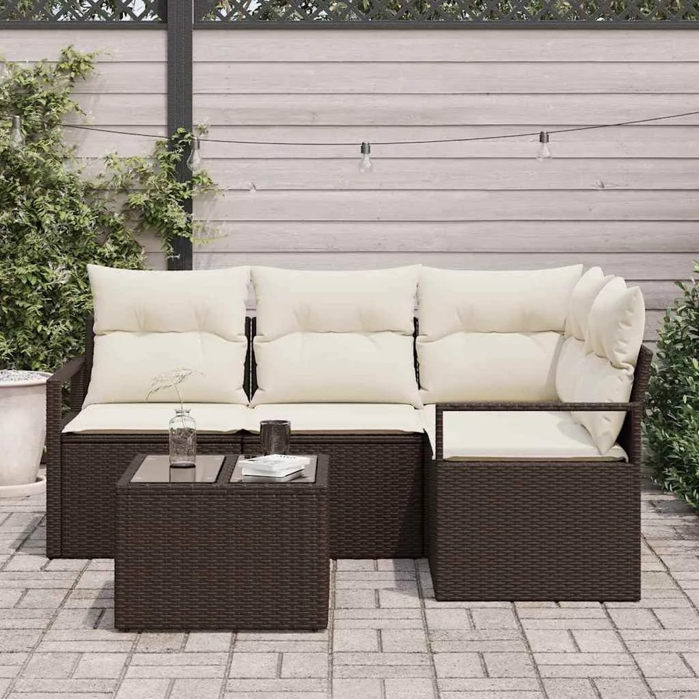 vidaXL Σετ Καναπέ Κήπου 5 pcs Καφέ Πολυ ράταν