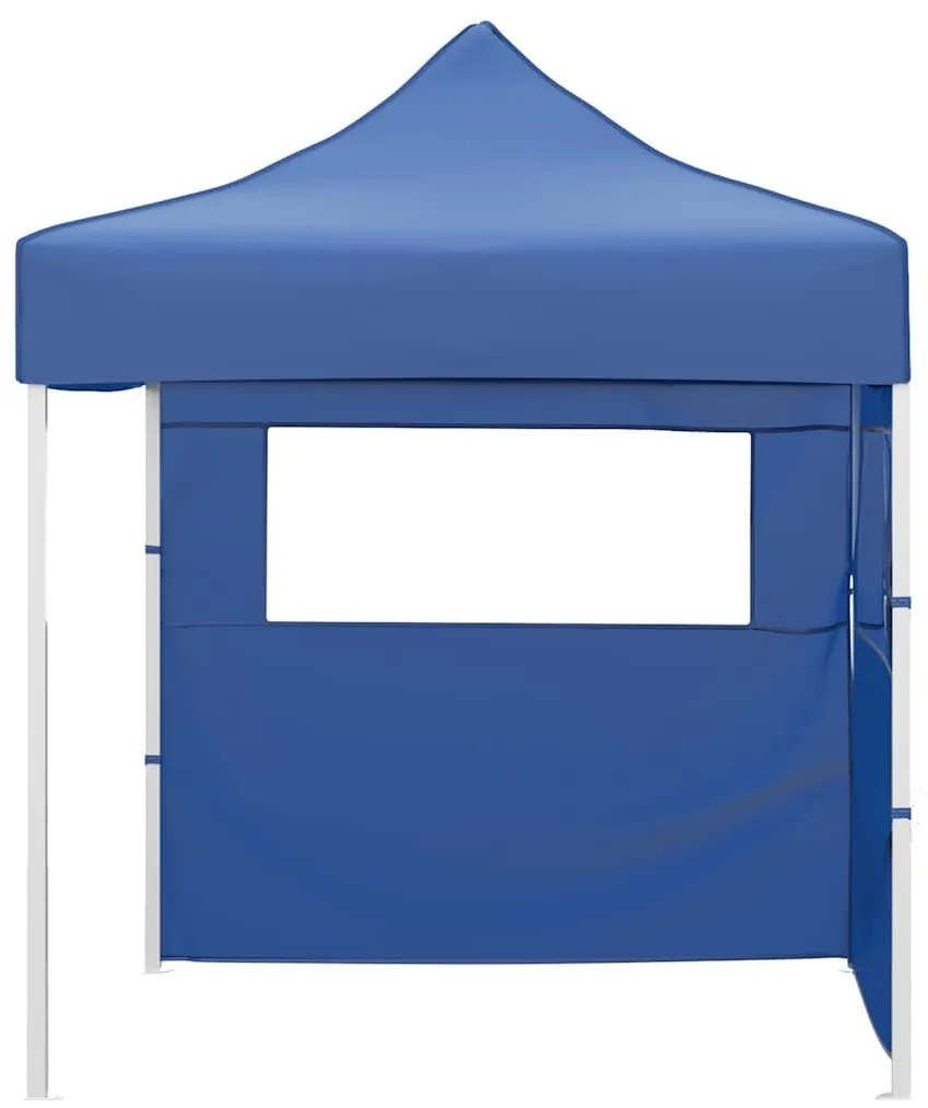 vidaXL Κιόσκι Πτυσσόμενο με 2 Πλευρικά Τοιχώματα Μπλε 2x2 μ. Ατσάλινο