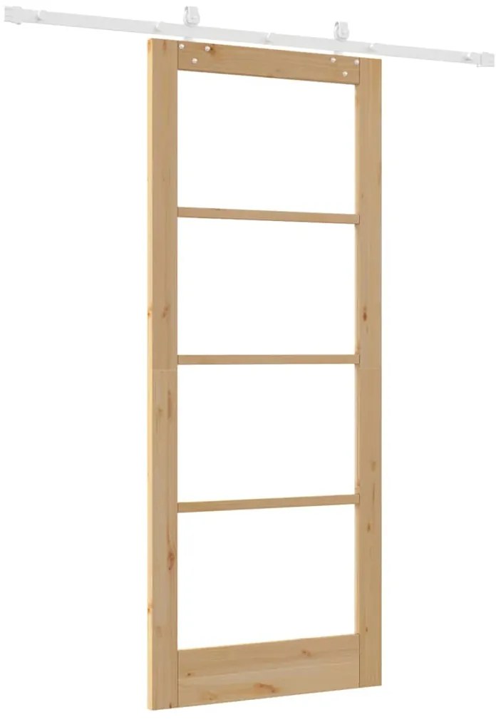 vidaXL Συρόμενη Πόρτα Χειροκίνητος Καφέ 86 x 211 cm Ξύλο και μέταλλο