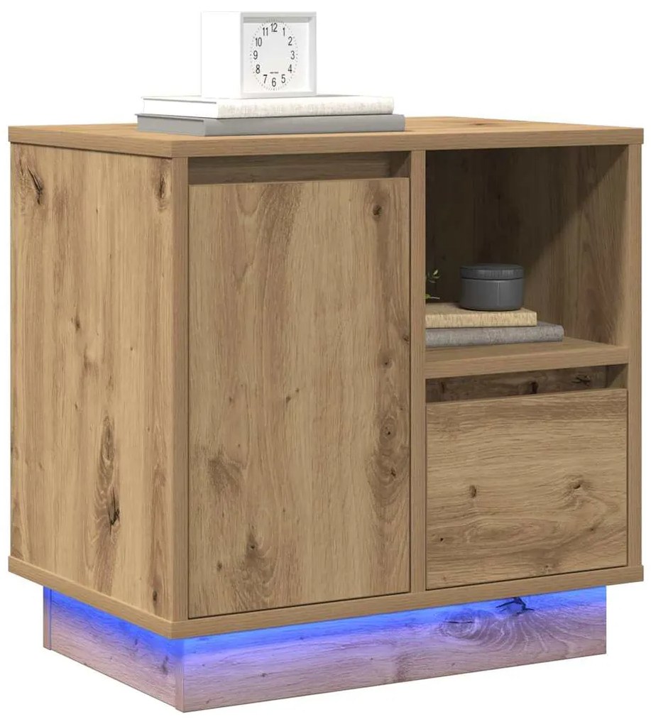 vidaXL Κομοδίνο με artisan δρυς 50 x 34.5 x 50 εκ. Επεξεργασμένο ξύλο