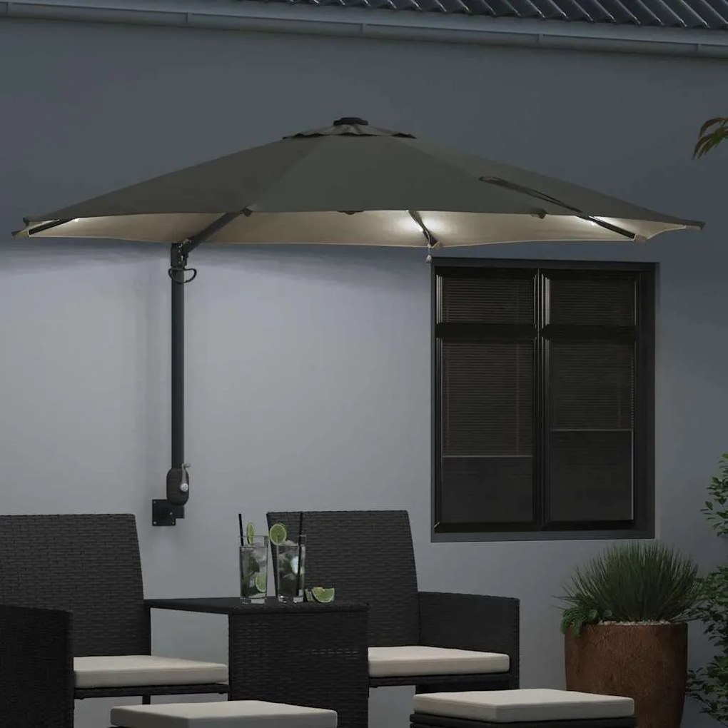 vidaXL Ομπρέλα Κήπου Μπεζ και Μαύρο 248 x 248 x 148 εκ.