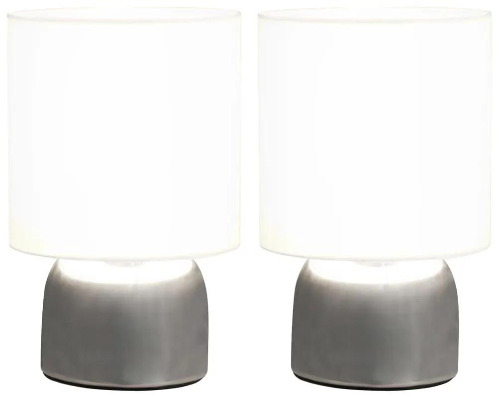 Επιτραπέζια Φωτιστικά 2 τεμ. Λευκά Ε14 με Πλήκτρο Αφής - Λευκό